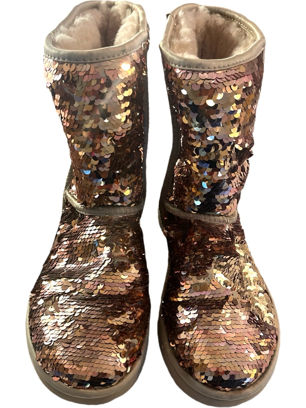 UGG Women's Sequined Rose Gold Classic Short Boot